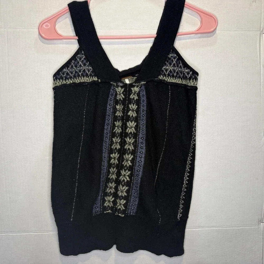 Free People Y2K Women's Size M Wool Blend Nordic Knit Sleeveless Sweater Top